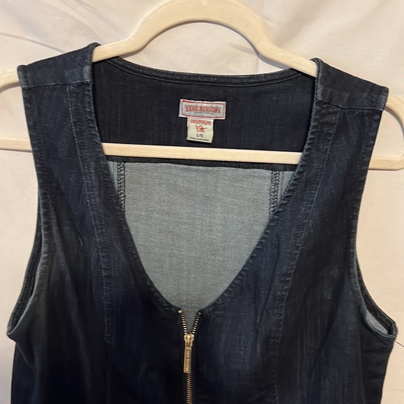 Sz L True Religion dark blue wash denim jumpsuit - Picture 3 of 12